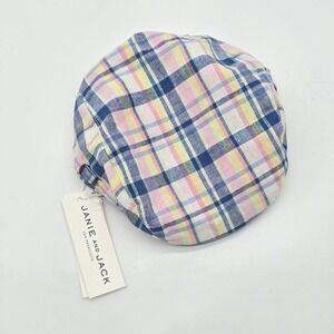 Janie and Jack Plaid Newsboy Cap 6-12 Months Blue Pink Yellow Kids Baby NWT